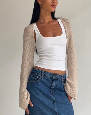 Beige Motel Rocks Nobila Shrug Women's Jumpers | QKV7947DT