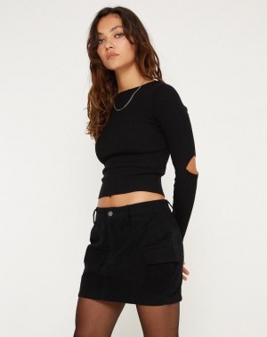 Black Motel Rocks Ajeng Low Rise Cargo Mini Women's Skirts | ZRU3327PM