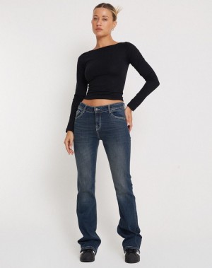 Black Motel Rocks Amabon Long Sleeve Women's Cropped Tops | LRL2287RC