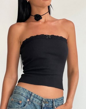 Black Motel Rocks Ernie Rib Women's Bandeau | WAM8218IZ