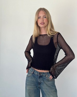 Black Motel Rocks Jessamyn Open Knit Women's Jumpers | NVQ4337XI