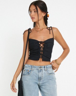 Black Motel Rocks Kali Corset Women's Vest | NGT371JT