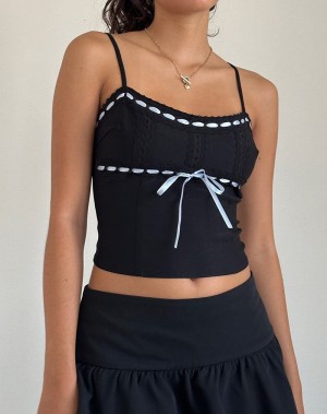 Black Motel Rocks Karda Cami Women's Tank Top | IES4290JT