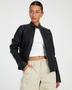 Black Motel Rocks Olivia Women's Leather Jackets | WWX6888JJ