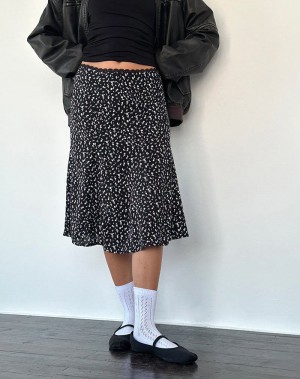 Black Motel Rocks Rahyu Midi Women's Skirts | PQT9313WN