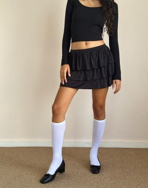 Black Motel Rocks Sefone Tiered Mini Women's Skirts | MUS2687ZA