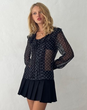 Black Motel Rocks Zinnia Women's Blouse | LOA729NZ