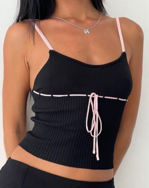 Black Pink Motel Rocks Emonie Cami Women's Tank Top | WQQ5486NP