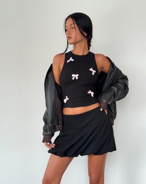 Black Pink Motel Rocks Rave Top Women's Vest | GTF1937QQ