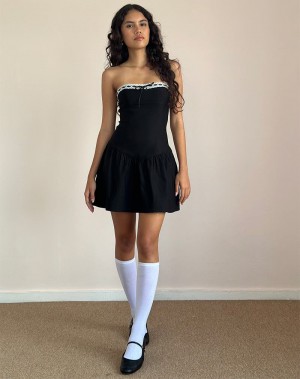 Black White Motel Rocks Manisha Women's Mini Dress | HGH5355UE