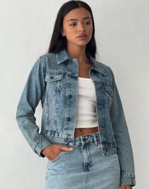 Blue Motel Rocks Fitted Women's Denim Jackets | FPO2754PZ