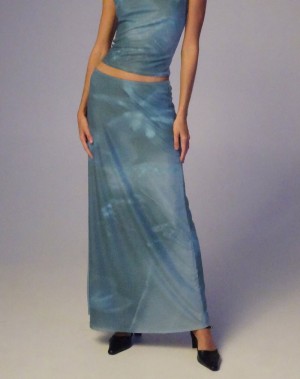 Blue Motel Rocks Nola Maxi Women's Skirts | KTO3484WR