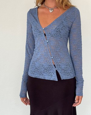 Blue Motel Rocks Zatin Asymmetrical Women's Cardigan | UKY8754JD