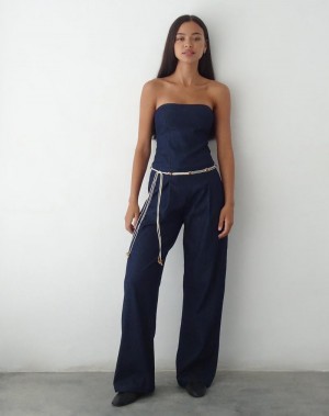 Dark Blue Motel Rocks Kyaria Women's Jumpsuit | WSX4555PQ