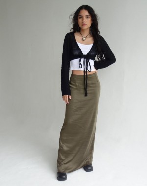 Dark Green Motel Rocks Layla Maxi Women's Skirts | AVE7311GY