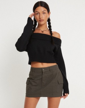 Dark Grey Motel Rocks Ajeng Low Rise Cargo Mini Women's Skirts | ZDS2435EY