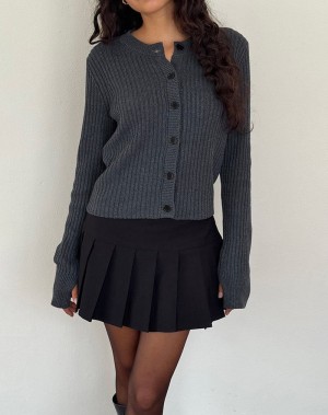 Dark Grey Motel Rocks Samaya Knit Women's Cardigan | PPM27100OU