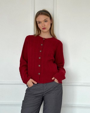 Dark Red Motel Rocks Bavana Women's Cardigan | RPD4178DP