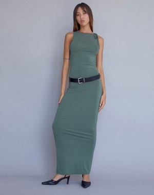 Green Motel Rocks Elinor Women's Maxi Dress | ZIG4811LO