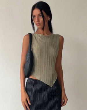 Green Motel Rocks Etta Knitted Top Women's Vest | XDO6481MI