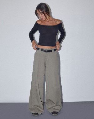 Green Motel Rocks Kaomy Wide Leg Women's Trousers | CAE2360FD