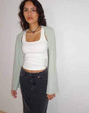 Green Motel Rocks Nobila Shrug Women's Cropped Tops | BCC10054EC