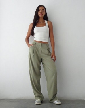 Grey Green Motel Rocks Sakaria Wide Leg Women's Trousers | RSY2754RF