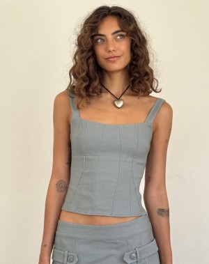 Grey Motel Rocks Ailsa Tie Back Women's Vest | VIL669XY