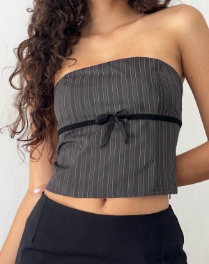 Grey Motel Rocks Leggy Tube Women's Cropped Tops | GMS5061RF