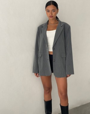 Grey Motel Rocks Maiwa Women's Blazers | OJO5372MV