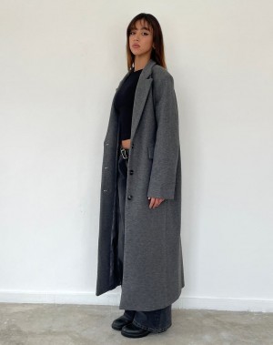 Grey Motel Rocks Malati Longline Women's Coats | DOQ207KN