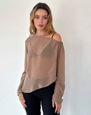 Light Brown Motel Rocks Riot Women's Blouse | SYD9476XB