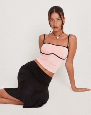 Pink Black Motel Rocks Talasi Women's Cropped Tops | GEY1636ZX