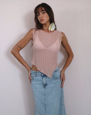 Pink Motel Rocks Etta Knitted Top Women's Vest | LNA396LO