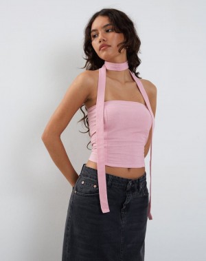 Pink Motel Rocks Shaloe And Scarf Set Women's Cropped Tops | RTV5716NX