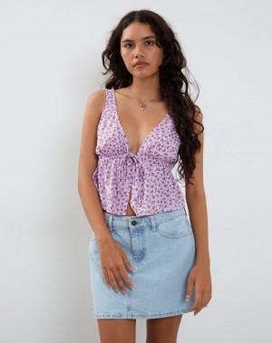 Purple Rose Motel Rocks Rolia Tie Front Women's Vest | RED7079QJ