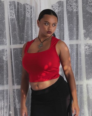 Red Motel Rocks Jinsu Women's Cropped Tops | VRX6832IM