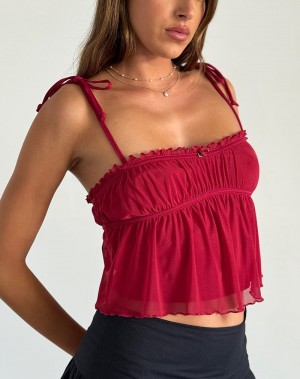 Red Pink Red Motel Rocks Damaris Cami Women's Tank Top | OET7480HQ