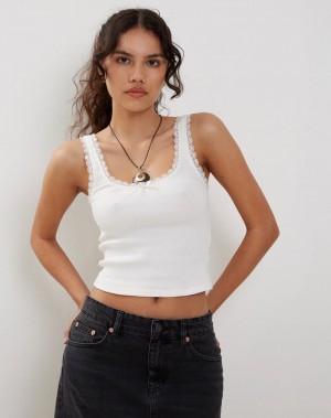 White Motel Rocks Carillo Lace Trim Top Women's Vest | JQF8980QQ