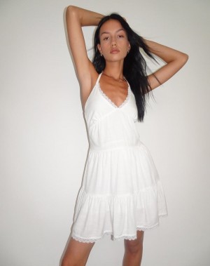 White Motel Rocks Londyn Tiered Halter Women's Mini Dress | QZN9438GB