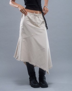 White Motel Rocks Yvaine Asymmetric Midi Women's Skirts | TDJ1995CM