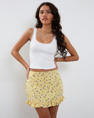 Yellow Motel Rocks Ribay Mini Women's Skirts | DLH9361QW