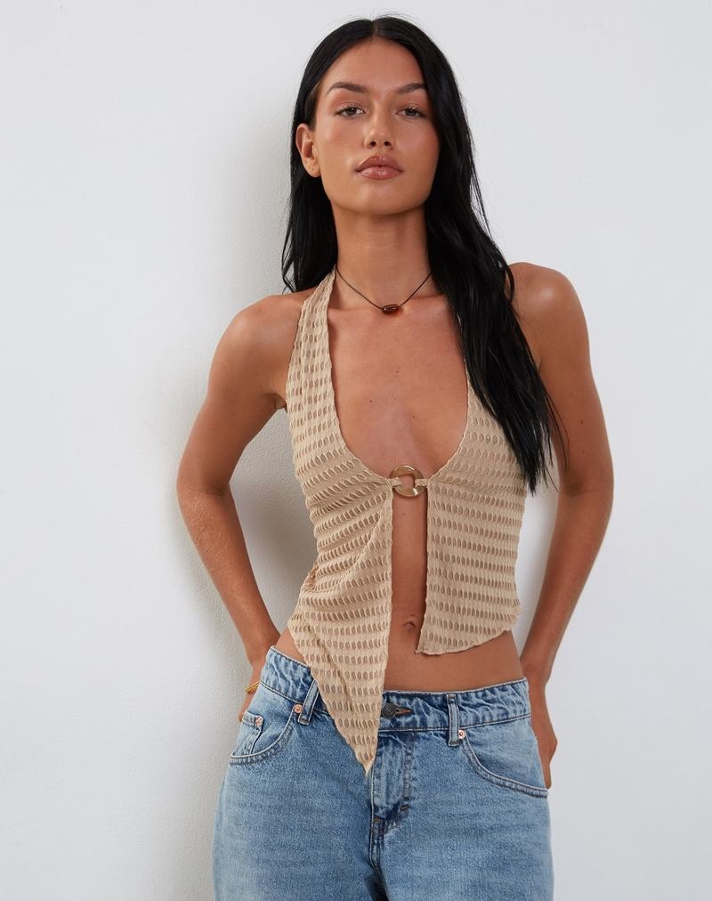 Beige Motel Rocks Kacie Halter Women's Vest | HEG29AK