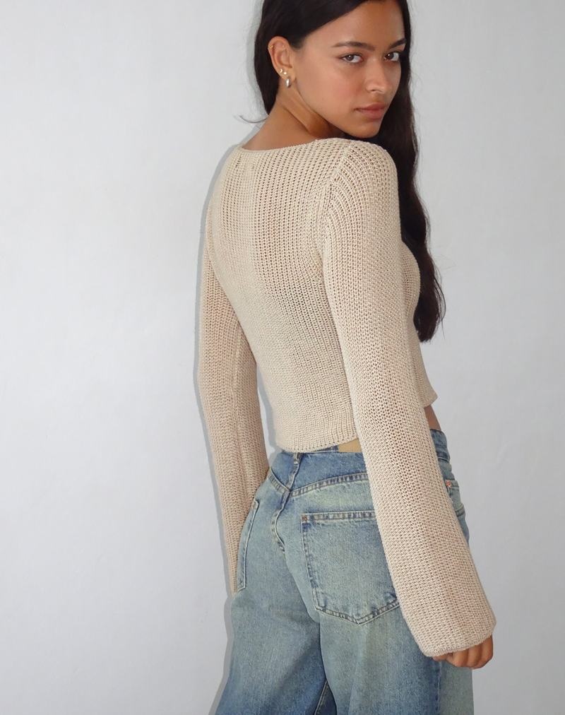 Beige Motel Rocks Kazayo Long Sleeve Knit Top Women's Jumpers | CEH7999OC