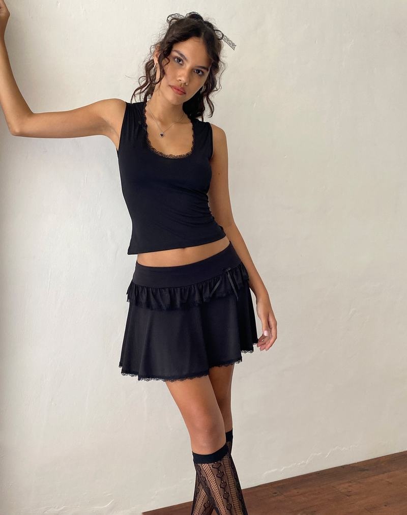 Black Motel Rocks Addalyn Lace Trim Mini Women's Skirts | UXJ152IG