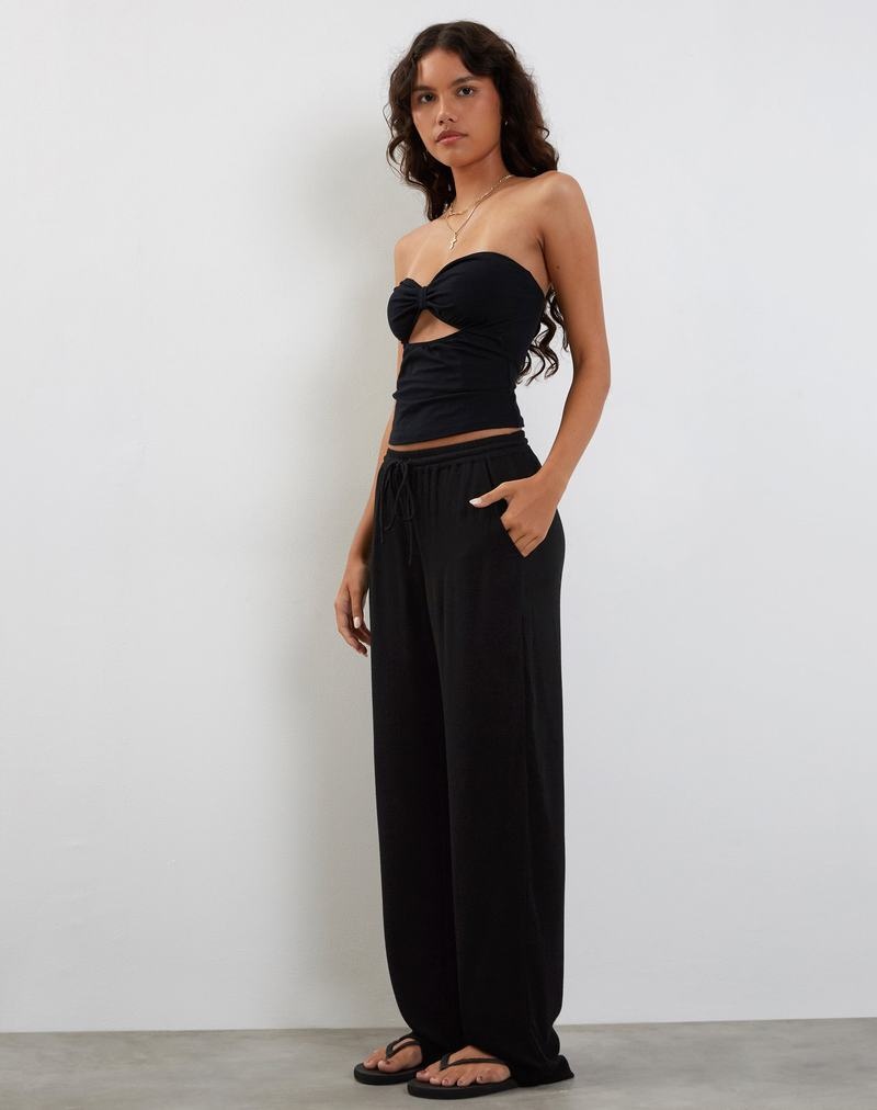 Black Motel Rocks Cisa Wide Leg Women's Trousers | FYU1494PF