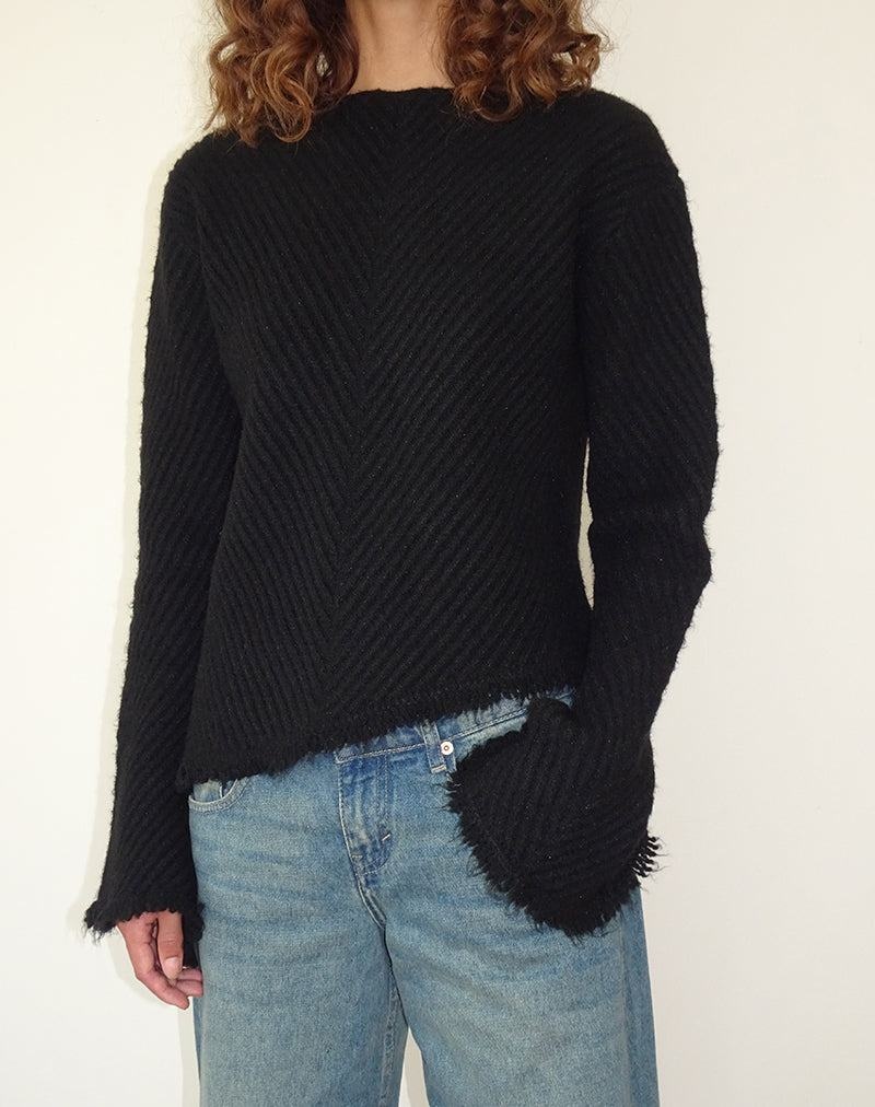 Black Motel Rocks Fergie Asymmetric Knit Women's Jumpers | DUS5482XS