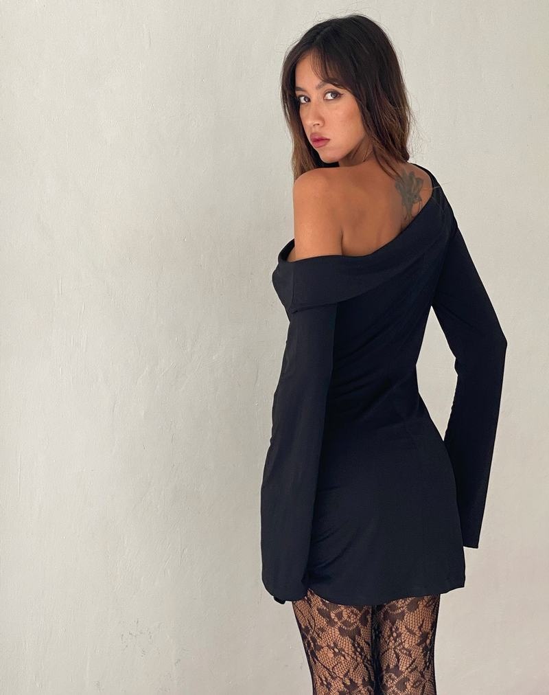 Black Motel Rocks Fliss Asymmetric Women's Mini Dress | PFH4846AJ