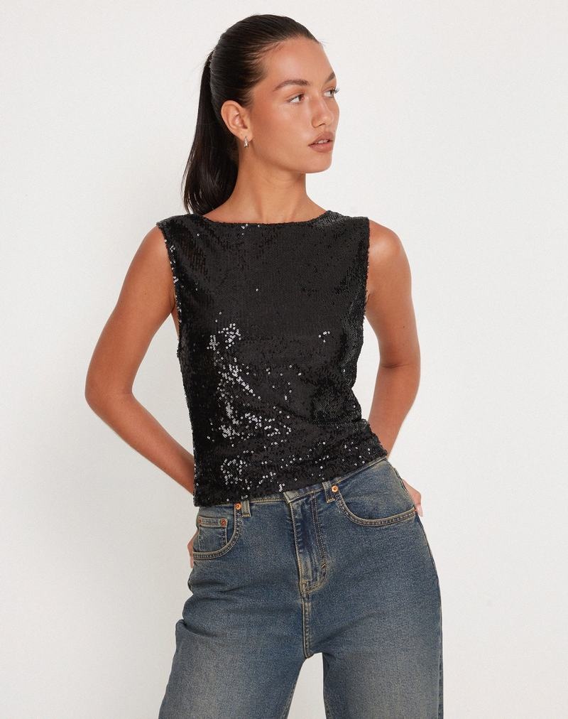 Black Motel Rocks Hala Crop Top Women's Vest | YXN201PR