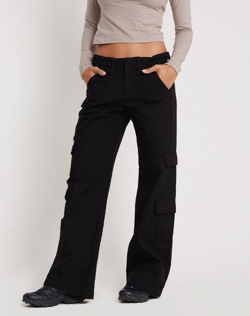 Black Motel Rocks Hansa Cargo Women's Trousers | MZG10068WR